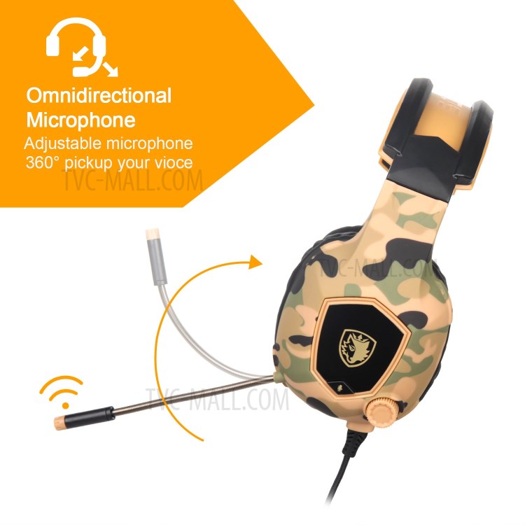 SADES SA818 3.5mm Professional Stereo Wired Gaming Headset Camouflage Gaming Headphone - Brown-3