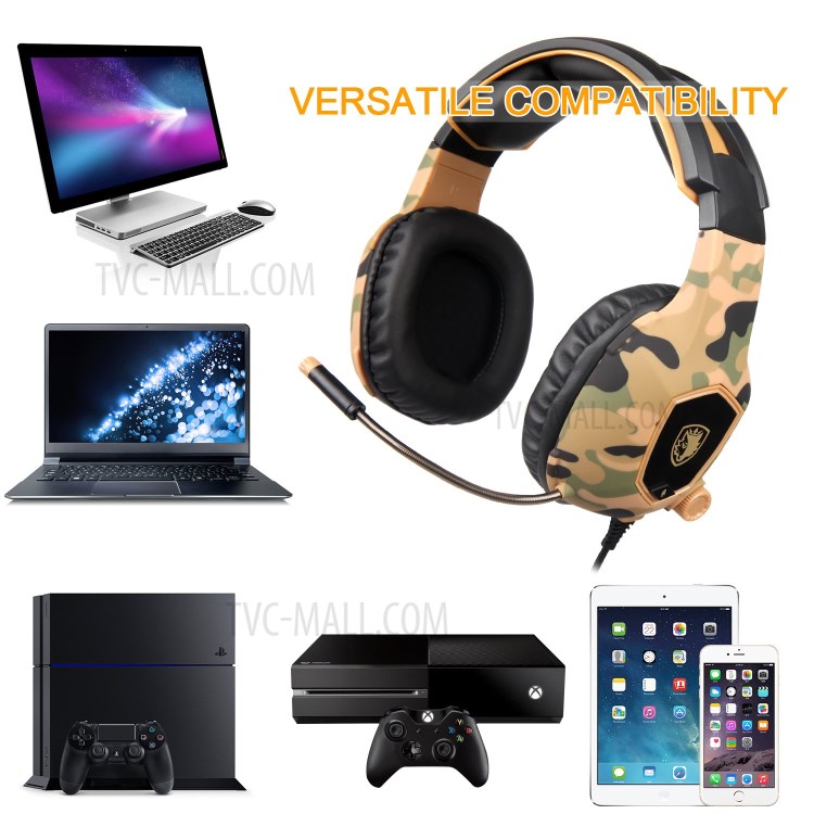 SADES SA818 3.5mm Professional Stereo Wired Gaming Headset Camouflage Gaming Headphone - Brown-4