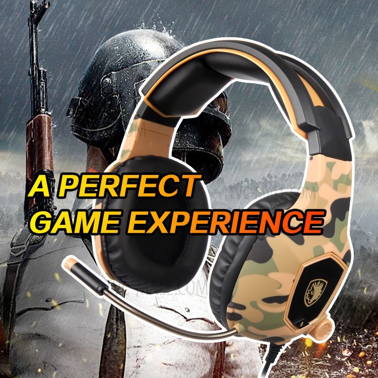 SADES SA818 3.5mm Professional Stereo Wired Gaming Headset Camouflage Gaming Headphone - Brown-5