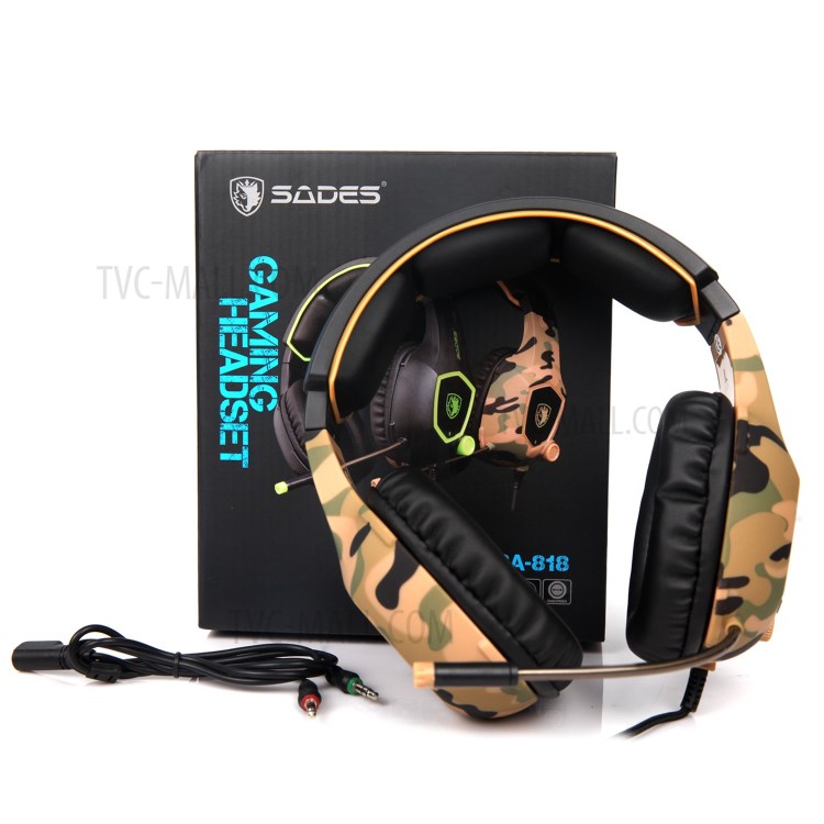 SADES SA818 3.5mm Professional Stereo Wired Gaming Headset Camouflage Gaming Headphone - Brown-7
