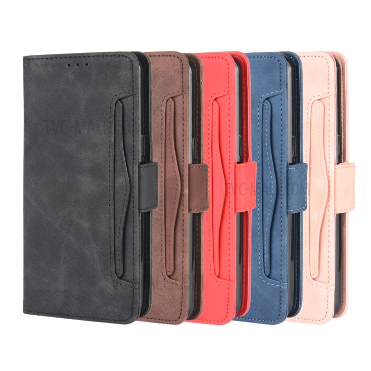 Mehrere Kartenfächer Lederbrieftasche Ständer Telefonkasten Für LG Q51 / K51 - Schwarz-14