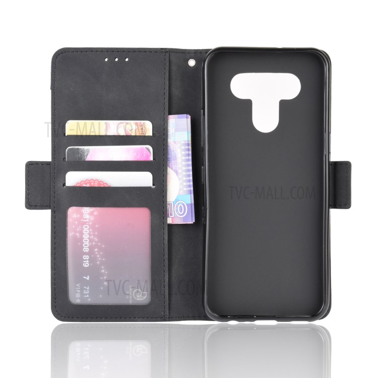Mehrere Kartenfächer Lederbrieftasche Ständer Telefonkasten Für LG Q51 / K51 - Schwarz-3