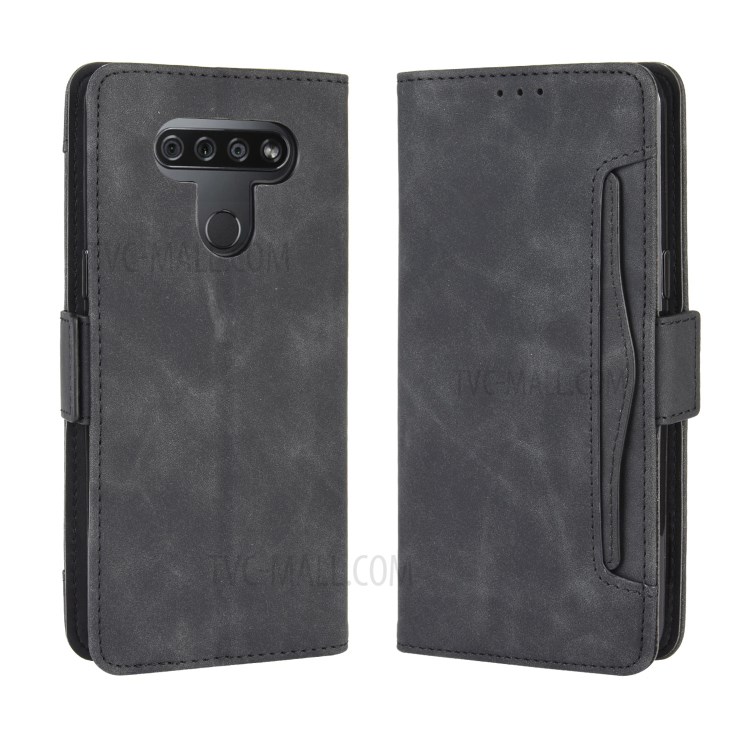 Mehrere Kartenfächer Lederbrieftasche Ständer Telefonkasten Für LG Q51 / K51 - Schwarz-7
