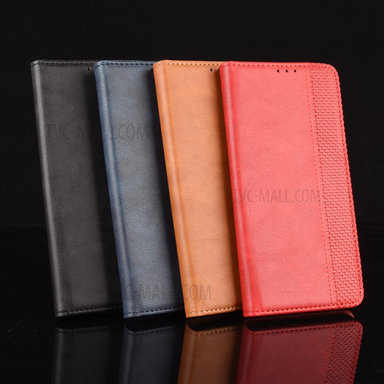 Magnetic Retro Leather Case with Wallet Stand Phone Shell for LG K51/Q51 - Black-13