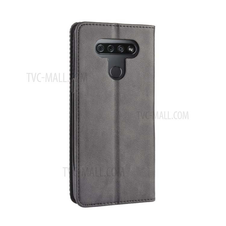 Magnetic Retro Leather Case with Wallet Stand Phone Shell for LG K51/Q51 - Black-7
