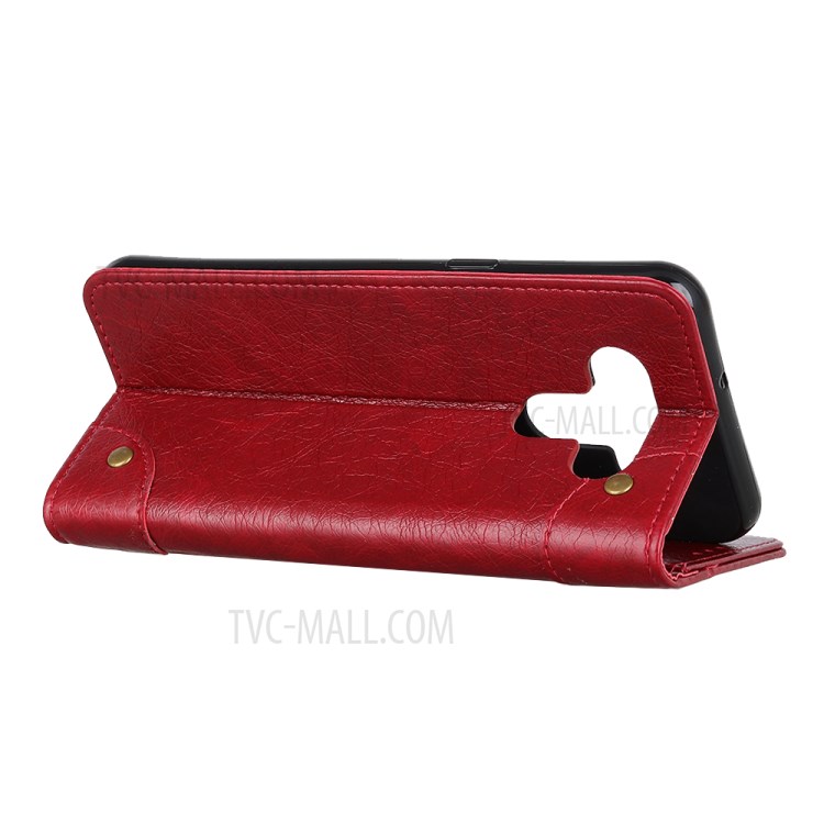 Nappa Texture Wallet Leather Cell Phone Case for LG K51/Q51 - Red-3