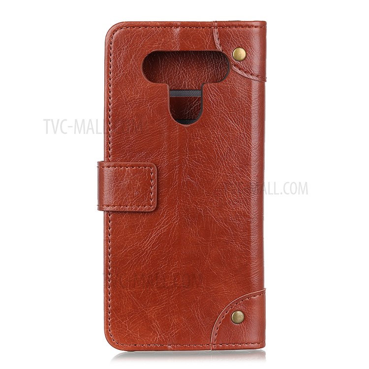 Nappa Texture Wallet Leather Cell Phone Case for LG K51/Q51 - Brown-2