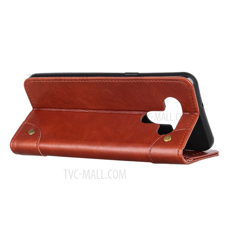 Nappa Texture Wallet Leather Cell Phone Case for LG K51/Q51 - Brown-3