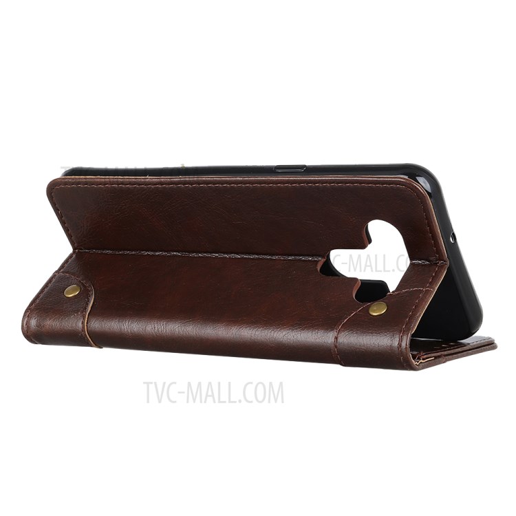 Nappa Texture Wallet Leather Cell Phone Case for LG K51/Q51 - Coffee-3