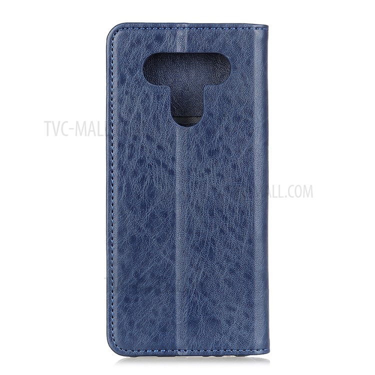 Auto-absorbed Crazy Horse Texture Split Leather Wallet Case for LG K51/Q51 - Blue-2