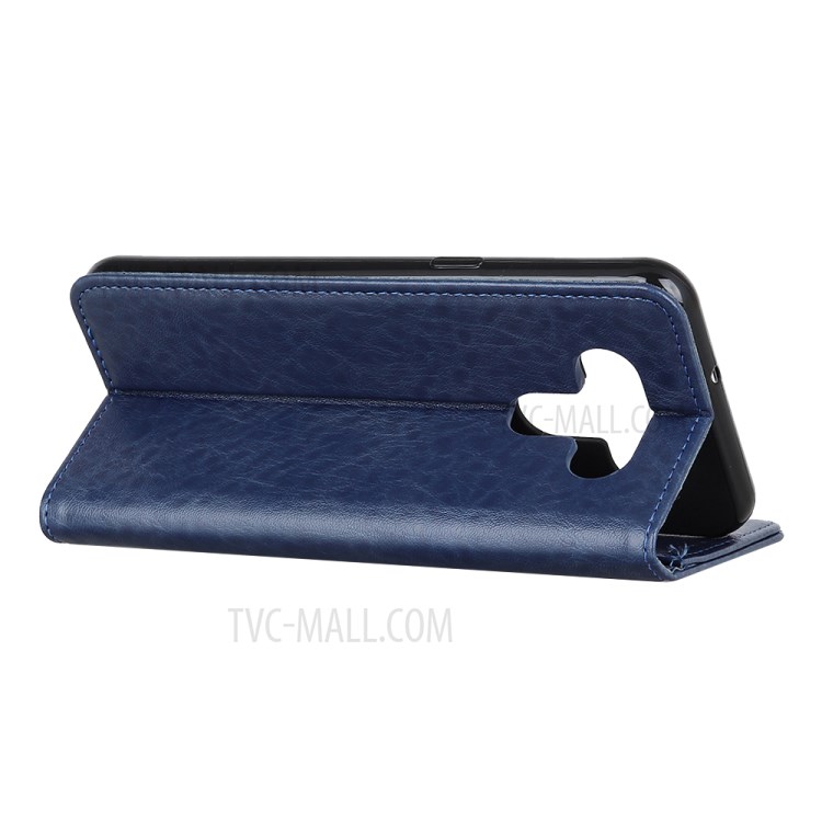 Auto-absorbed Crazy Horse Texture Split Leather Wallet Case for LG K51/Q51 - Blue-3