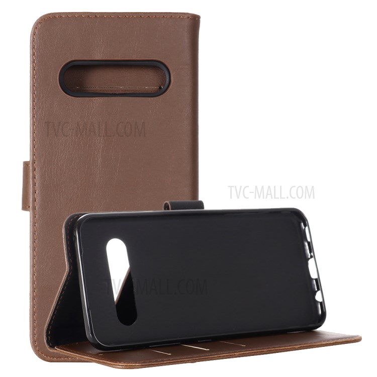 Crazy Horse Wallet Leather Stand Case for LG V60 ThinQ 5G - Coffee-1