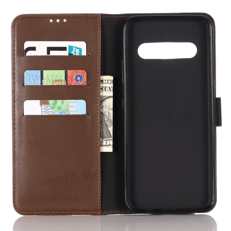 Crazy Horse Wallet Leather Stand Case for LG V60 ThinQ 5G - Coffee-4