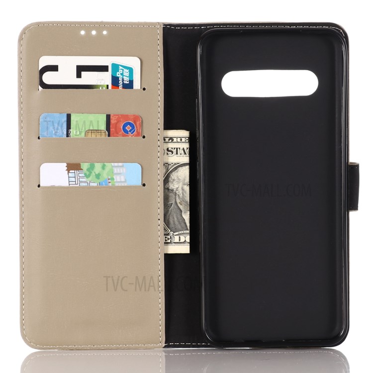 Crazy Horse Wallet Leather Stand Case for LG V60 ThinQ 5G - Beige-3