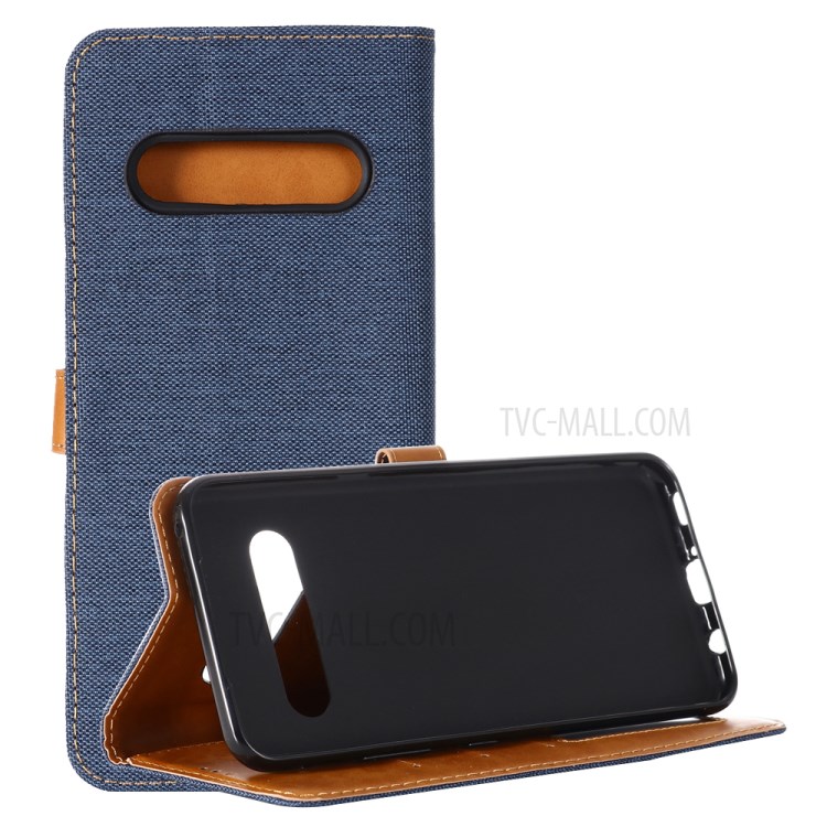 Oxford Cloth with Wallet Leather Stand Casing for LG V60 ThinQ 5G - Dark Blue-1