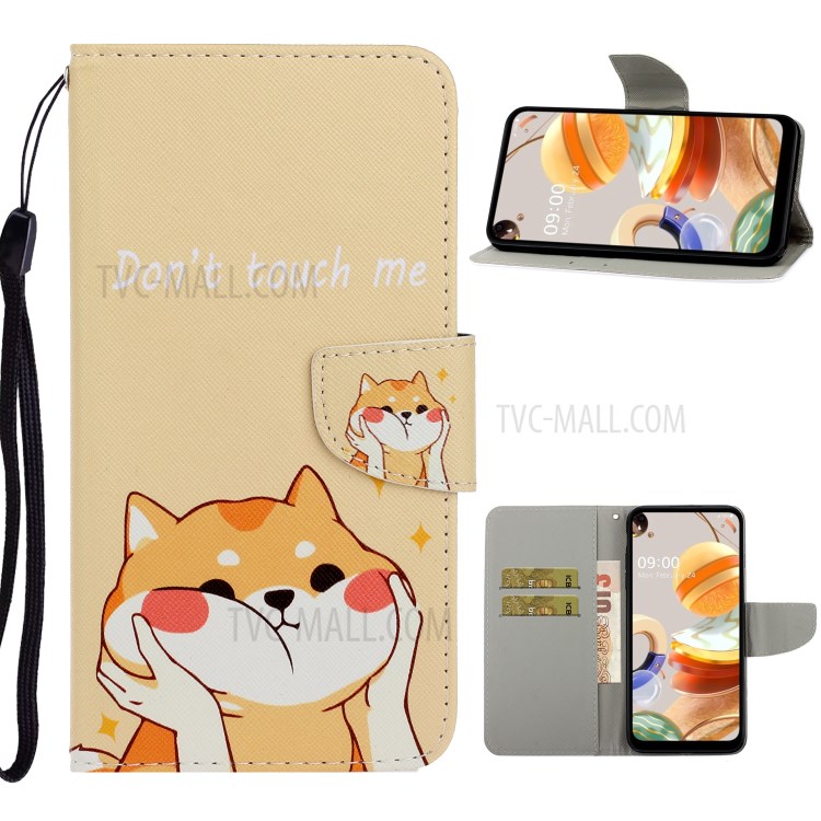 Pattern Printing Flip Leather Wallet Phone Cover for LG K61 - Yellow Cat-1