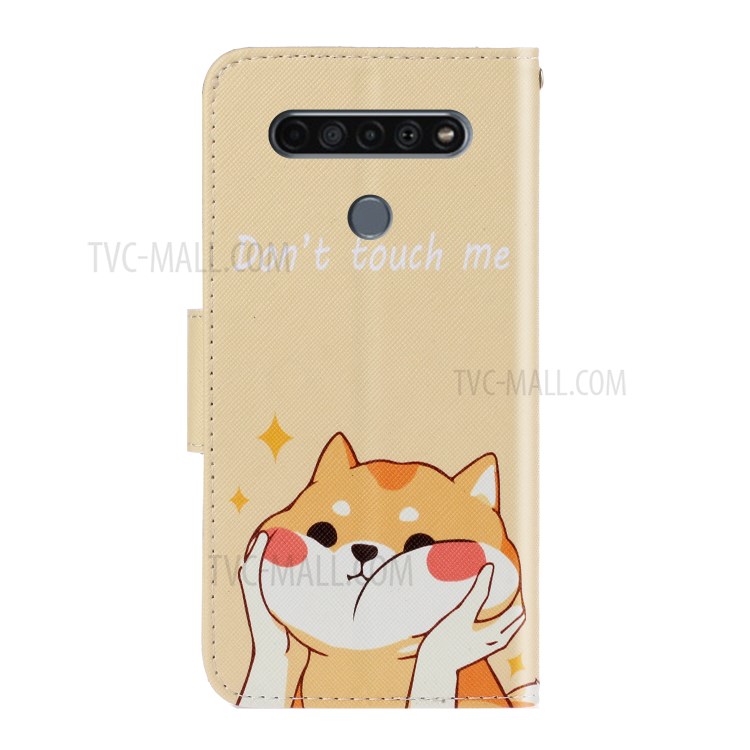 Pattern Printing Flip Leather Wallet Phone Cover for LG K61 - Yellow Cat-3