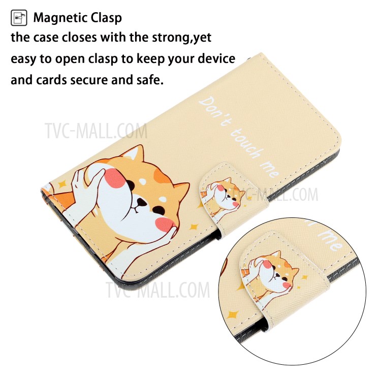 Pattern Printing Flip Leather Wallet Phone Cover for LG K61 - Yellow Cat-4