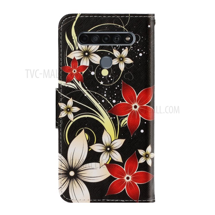 Pattern Printing Flip Leather Wallet Phone Cover for LG K61 - Flowers-2
