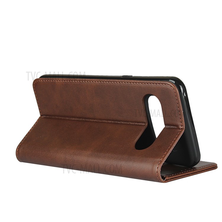 Auto-absorbed Leather Stand Case with Card Slots for LG V60 ThinQ 5G - Coffee-5