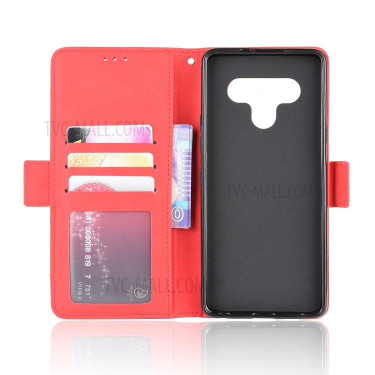 With Multiple Card Slots Leather Wallet Protector Cover for LG Stylo 6 - Red-4