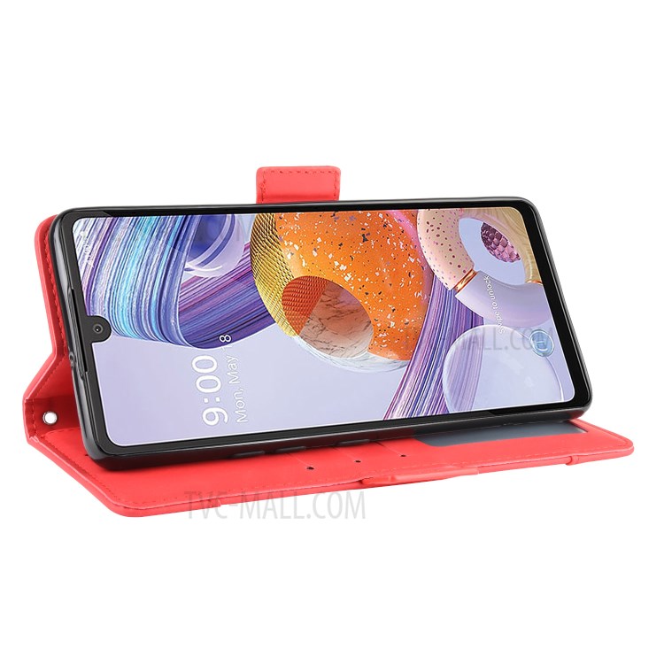 With Multiple Card Slots Leather Wallet Protector Cover for LG Stylo 6 - Red-6