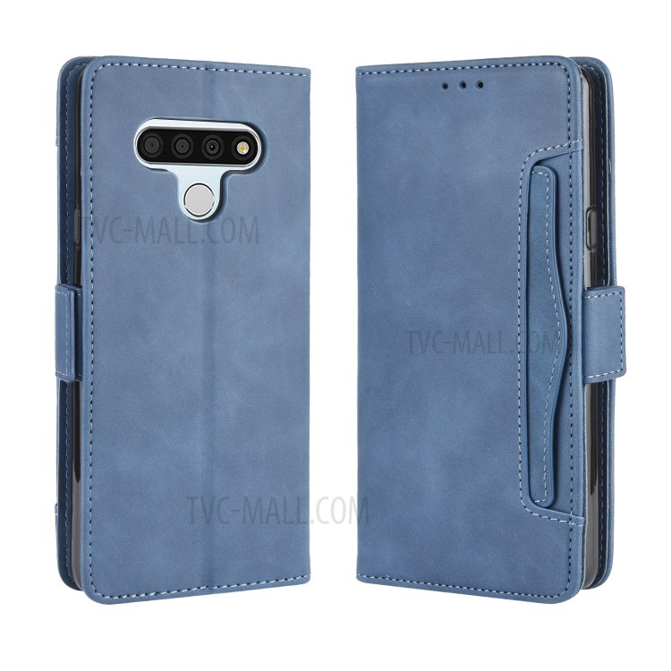 With Multiple Card Slots Leather Wallet Protector Cover for LG Stylo 6 - Blue-2