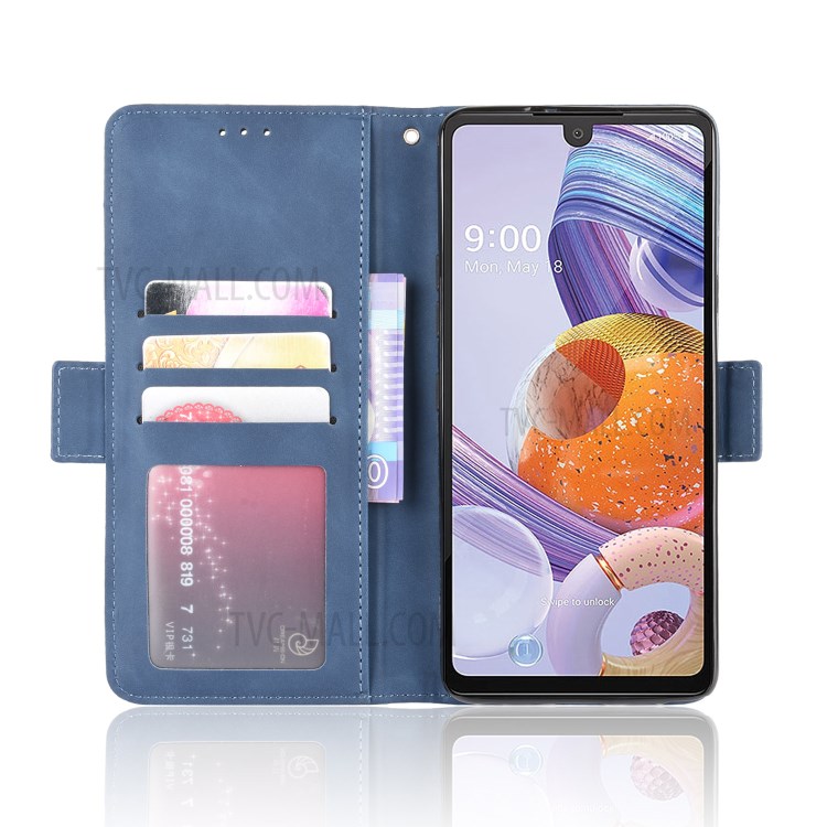 With Multiple Card Slots Leather Wallet Protector Cover for LG Stylo 6 - Blue-5