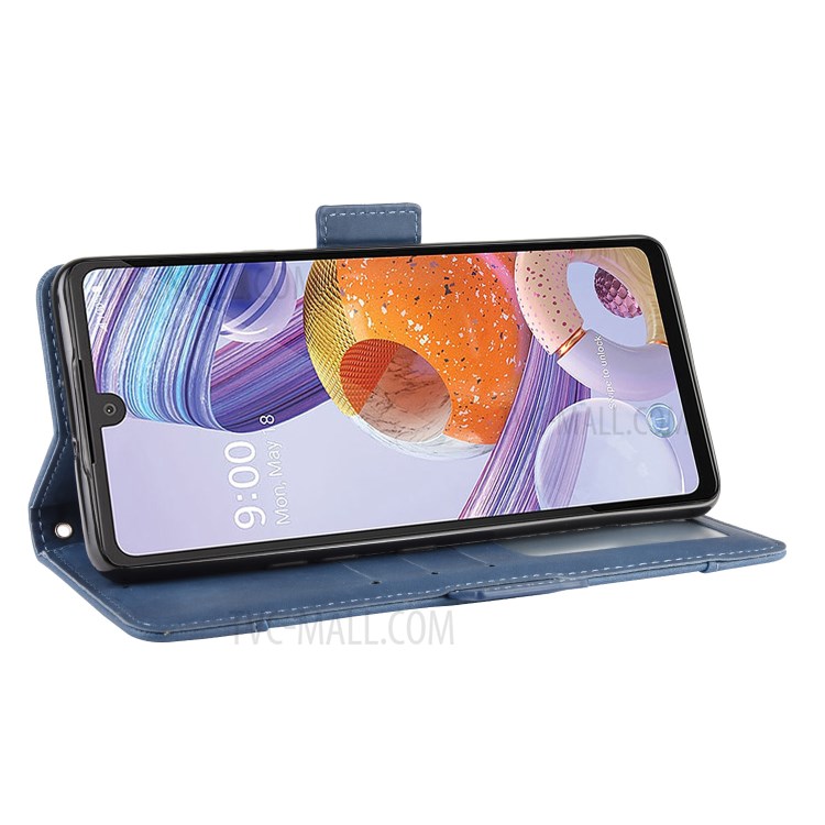 With Multiple Card Slots Leather Wallet Protector Cover for LG Stylo 6 - Blue-6