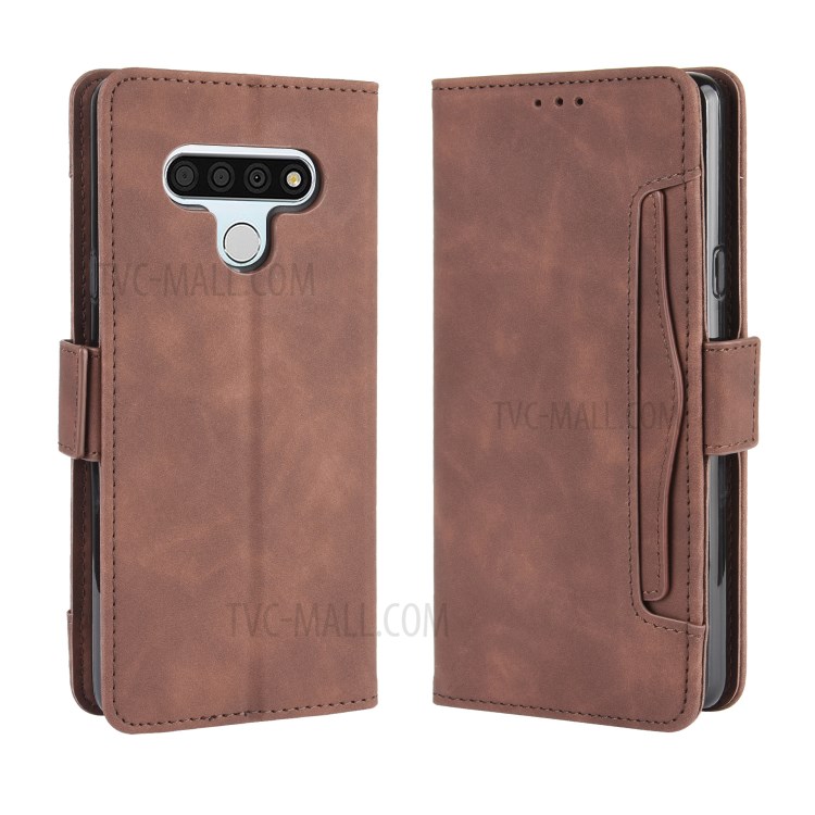 With Multiple Card Slots Leather Wallet Protector Cover for LG Stylo 6 - Brown-2