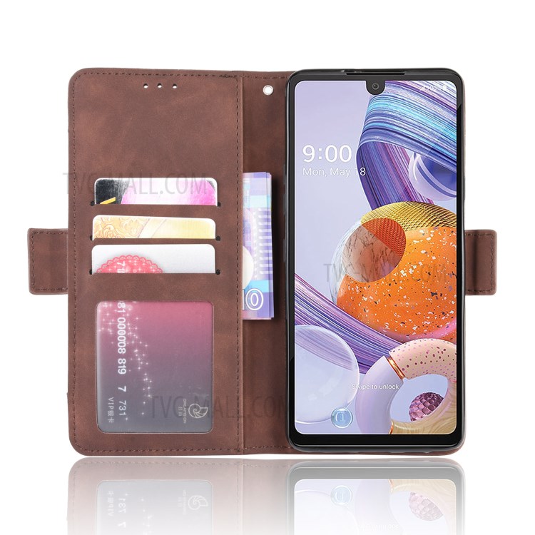 With Multiple Card Slots Leather Wallet Protector Cover for LG Stylo 6 - Brown-5