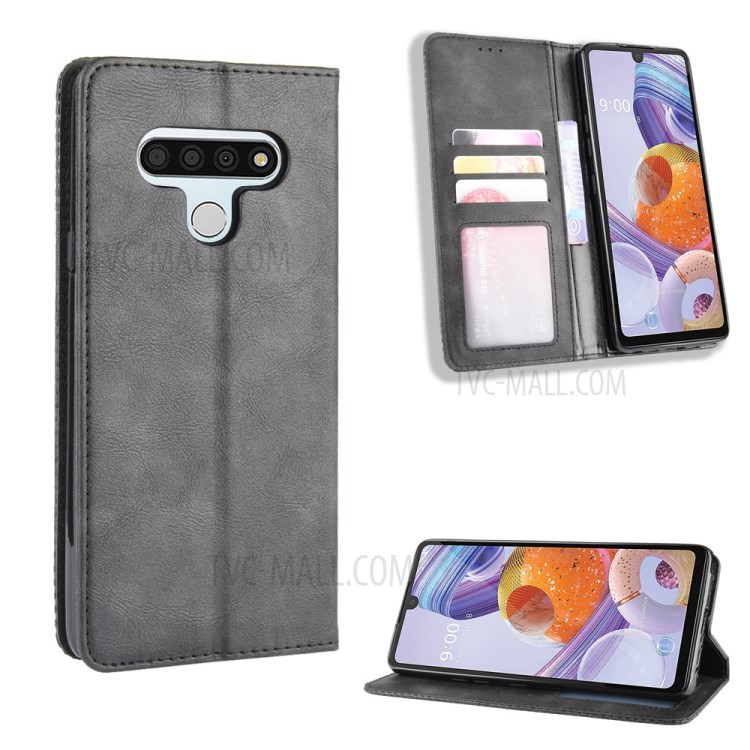 Retro Leather with Wallet Phone Case for LG Stylo 6 - Black-1