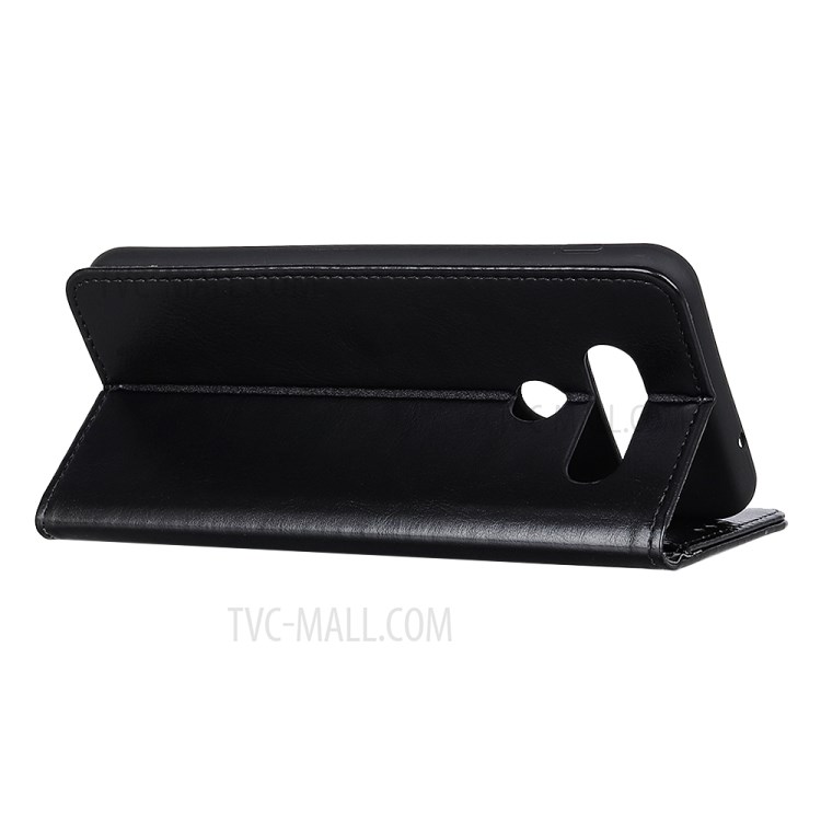 Crazy Horse Skin Leather Cover Wallet Case for LG Q70 - Black-2