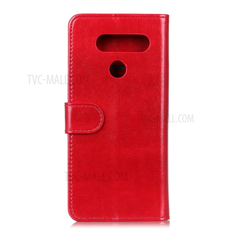 Crazy Horse Skin Leather Cover Wallet Case for LG Q70 - Red-3