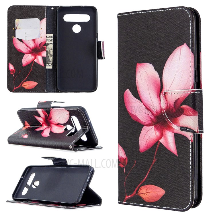 Pattern Printing Wallet Leather Protective Case for LG K61 - Vivid Flower-1