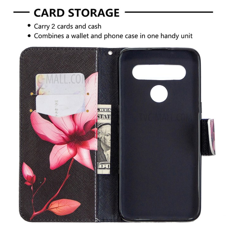 Pattern Printing Wallet Leather Protective Case for LG K61 - Vivid Flower-3