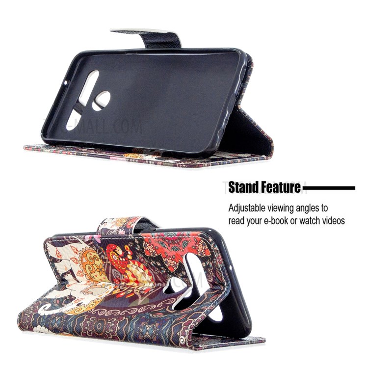Pattern Printing Wallet Leather Protective Case for LG K61 - Elephant-2