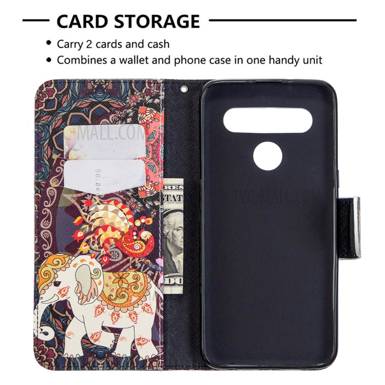 Pattern Printing Wallet Leather Protective Case for LG K61 - Elephant-3