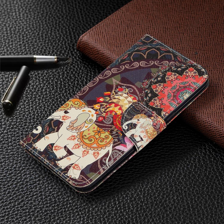 Pattern Printing Wallet Leather Protective Case for LG K61 - Elephant-4