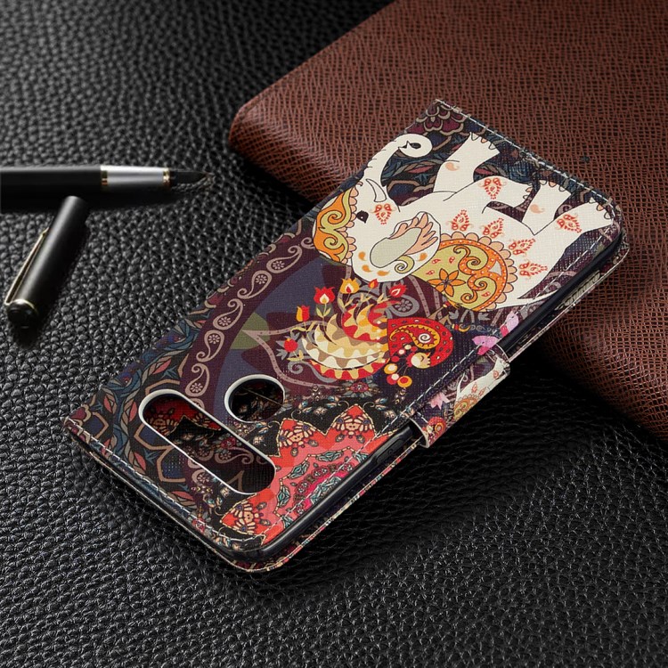 Pattern Printing Wallet Leather Protective Case for LG K61 - Elephant-5