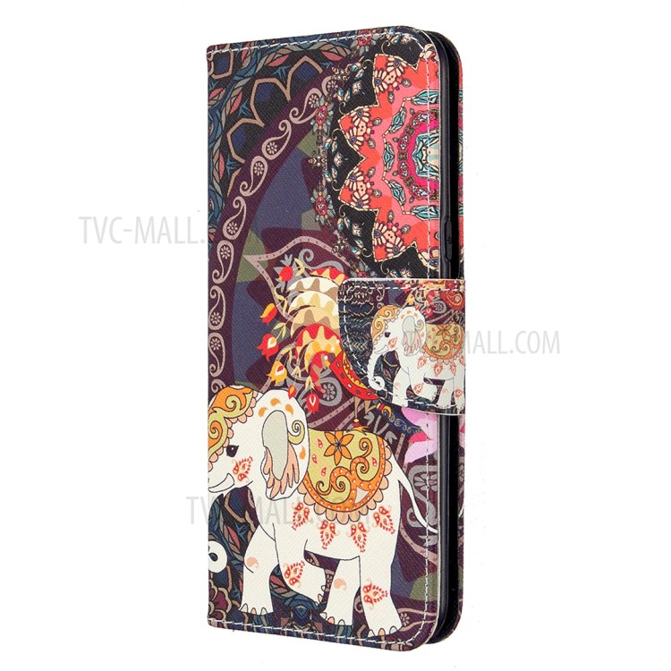 Pattern Printing Wallet Leather Protective Case for LG K61 - Elephant-6