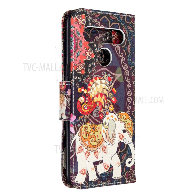 Pattern Printing Wallet Leather Protective Case for LG K61 - Elephant-7