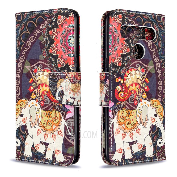 Pattern Printing Wallet Leather Protective Case for LG K61 - Elephant-8