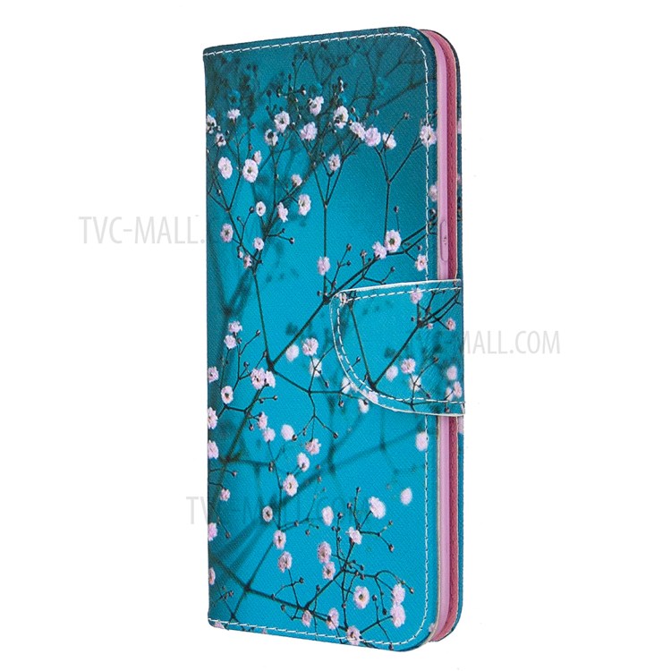 Pattern Printing Stand Leather Wallet Mobile Case for LG K61 - Tree with Flowers-6