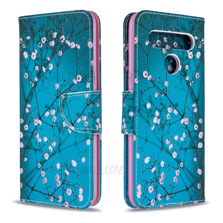 Pattern Printing Stand Leather Wallet Mobile Case for LG K61 - Tree with Flowers-8