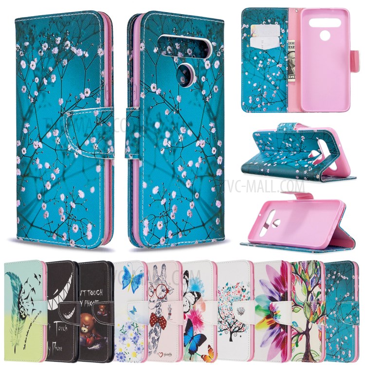 Pattern Printing Stand Leather Wallet Mobile Case for LG K61 - Tree with Flowers-9