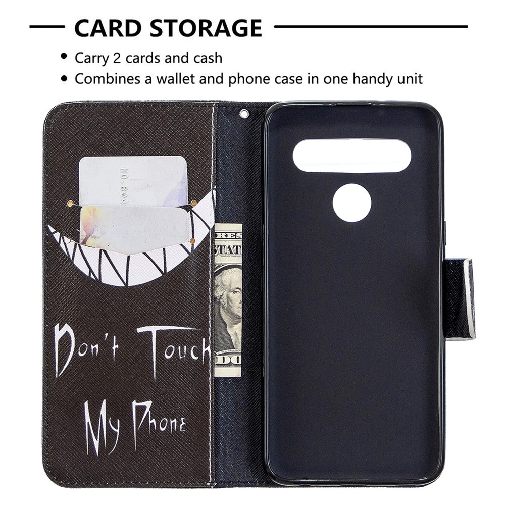 Pattern Printing Stand Leather Wallet Mobile Case for LG K61 - Do not Touch My Phone-3