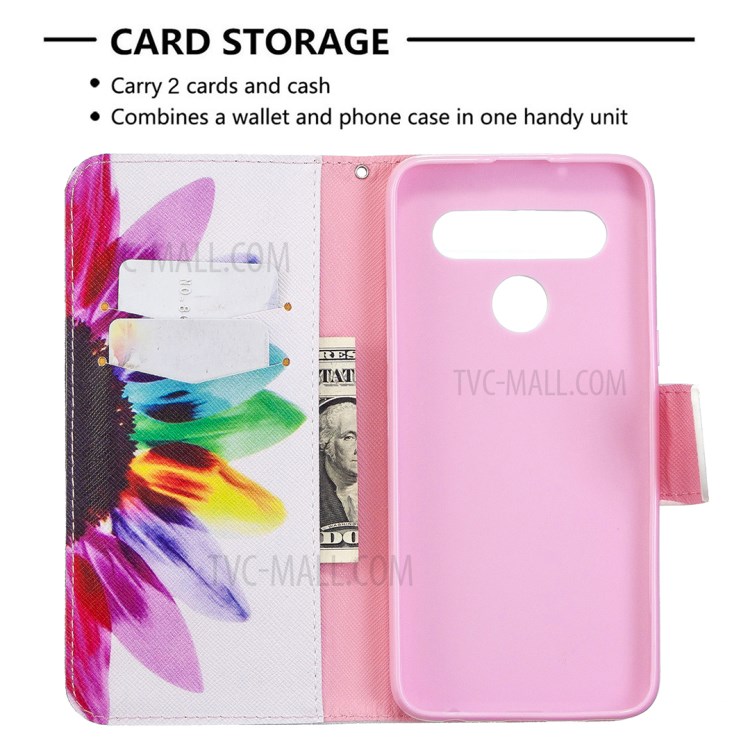 Pattern Printing Stand Leather Wallet Mobile Case for LG K61 - Petals Pattern-3