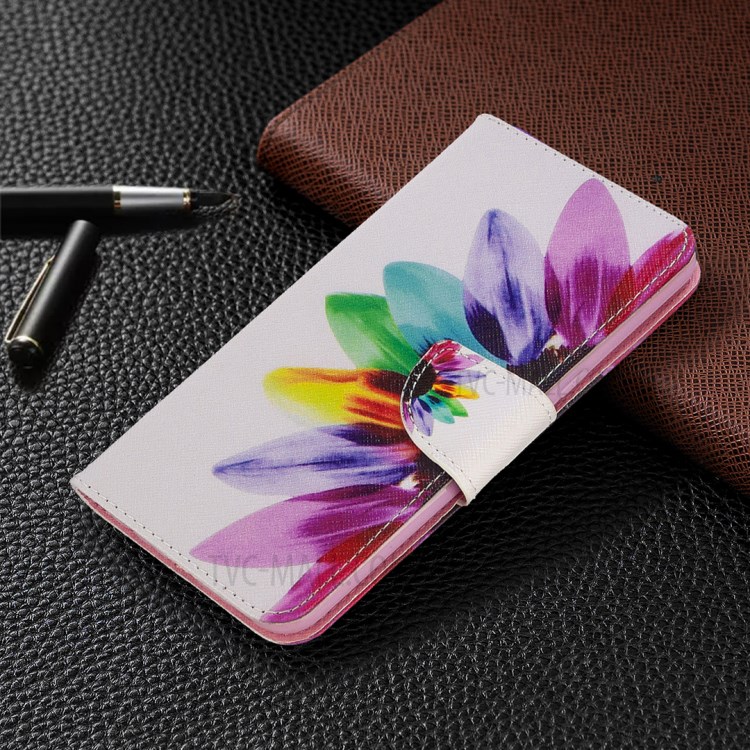 Pattern Printing Stand Leather Wallet Mobile Case for LG K61 - Petals Pattern-4