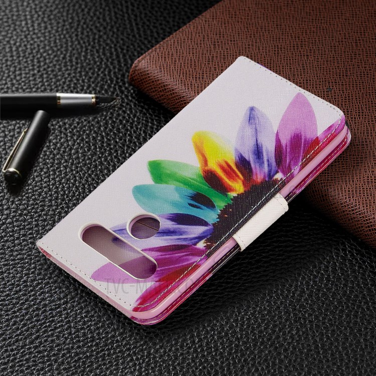Pattern Printing Stand Leather Wallet Mobile Case for LG K61 - Petals Pattern-5
